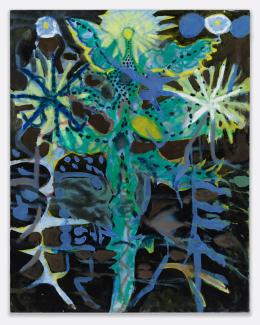 Mothership, 2018/2020. Acrylic, soft pastels, oil pastels, oil paint stick, granulated pistachio shells 27 x 21 inches